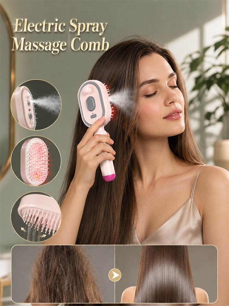 Scalp Massager Electric - Cepillo Antifrizz Eléctrico con Pulverizador, Masajeador