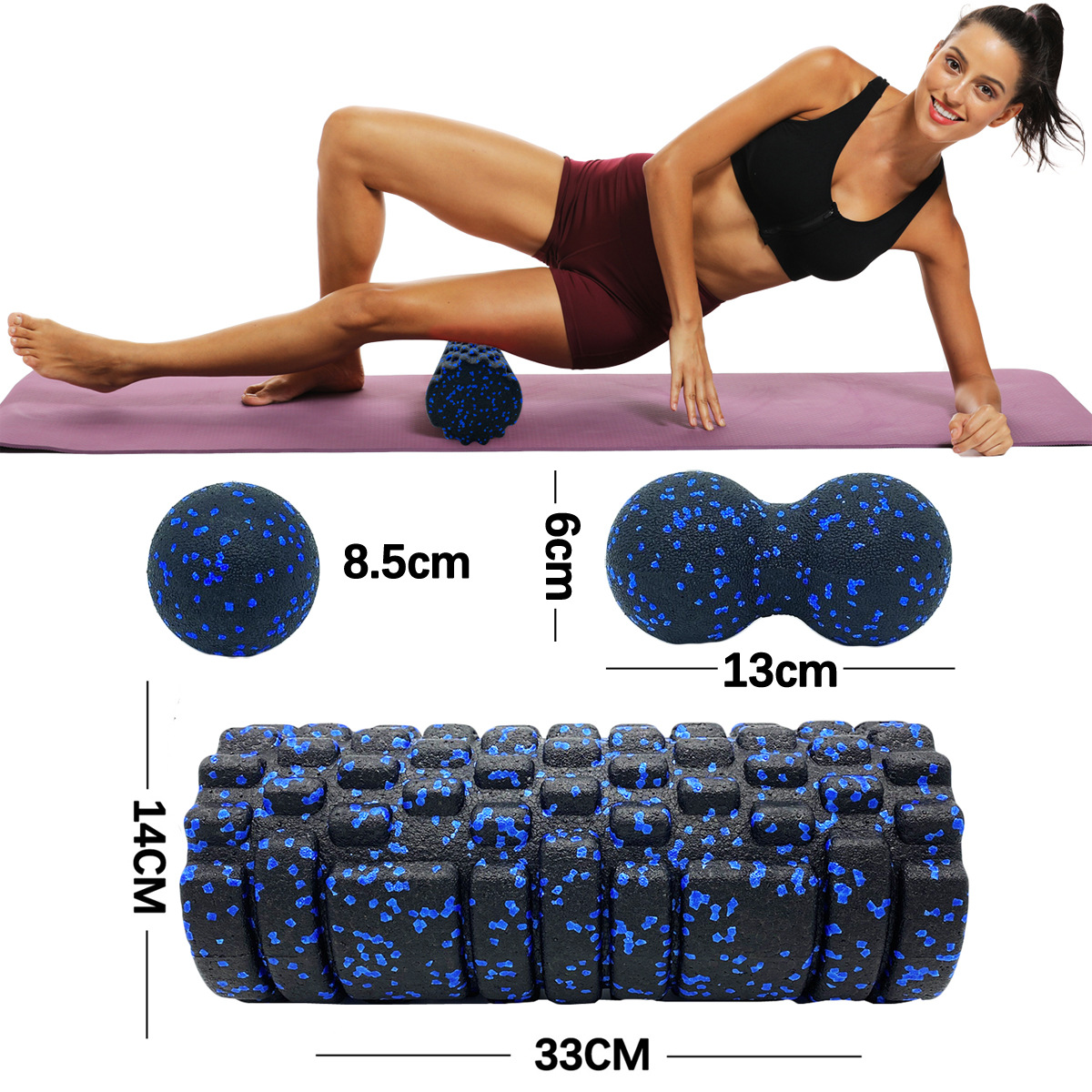 Foam Roller Trigger Point - Rodillo de Yoga para masaje, juego